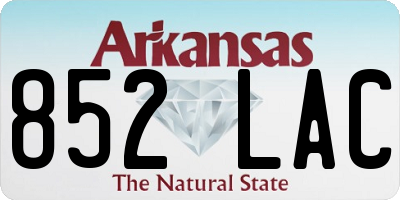 AR license plate 852LAC