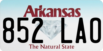 AR license plate 852LAO