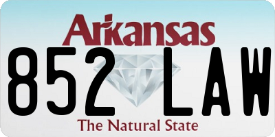 AR license plate 852LAW
