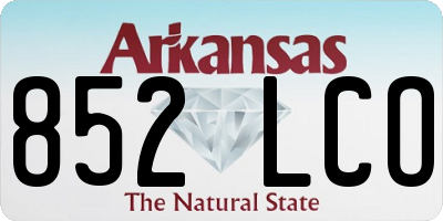 AR license plate 852LCO