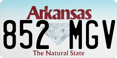 AR license plate 852MGV