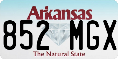 AR license plate 852MGX