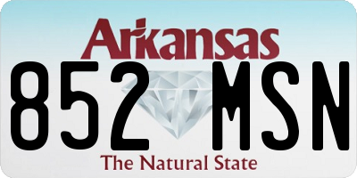 AR license plate 852MSN