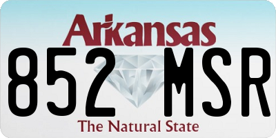 AR license plate 852MSR