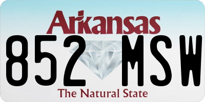AR license plate 852MSW