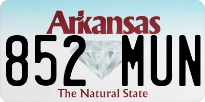 AR license plate 852MUN