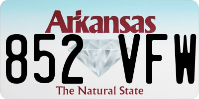 AR license plate 852VFW