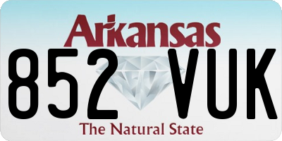 AR license plate 852VUK