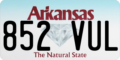 AR license plate 852VUL