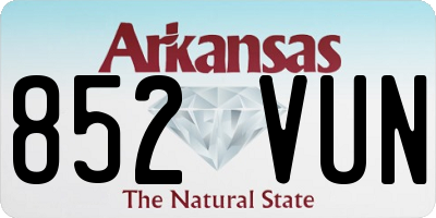 AR license plate 852VUN