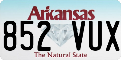 AR license plate 852VUX