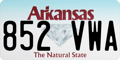 AR license plate 852VWA