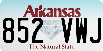 AR license plate 852VWJ