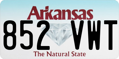 AR license plate 852VWT
