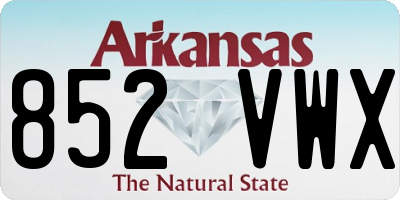 AR license plate 852VWX