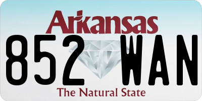 AR license plate 852WAN