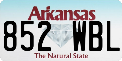 AR license plate 852WBL