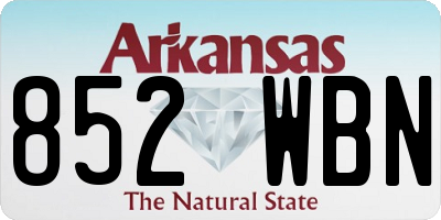 AR license plate 852WBN