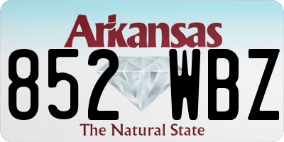 AR license plate 852WBZ