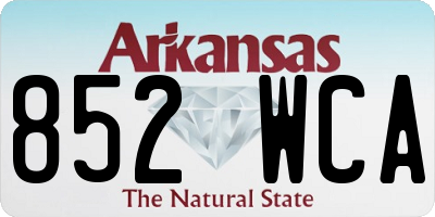 AR license plate 852WCA