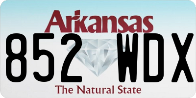 AR license plate 852WDX