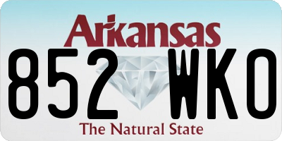 AR license plate 852WKO