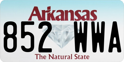 AR license plate 852WWA