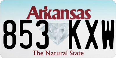 AR license plate 853KXW