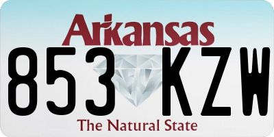 AR license plate 853KZW