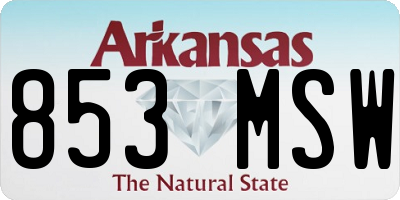 AR license plate 853MSW
