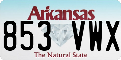 AR license plate 853VWX