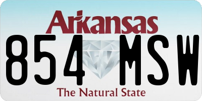 AR license plate 854MSW