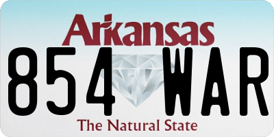 AR license plate 854WAR