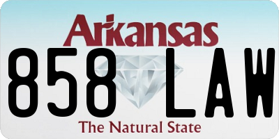 AR license plate 858LAW
