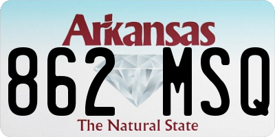 AR license plate 862MSQ