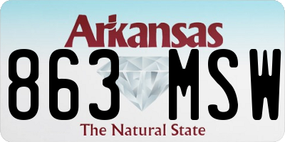AR license plate 863MSW