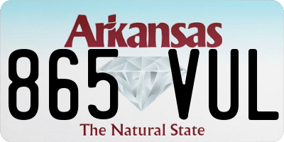 AR license plate 865VUL
