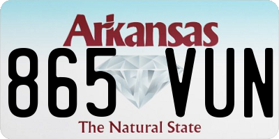 AR license plate 865VUN