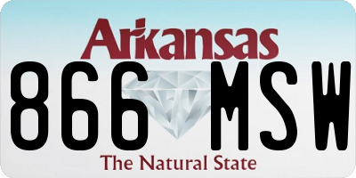 AR license plate 866MSW