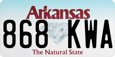 AR license plate 868KWA