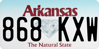 AR license plate 868KXW