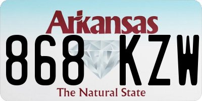 AR license plate 868KZW