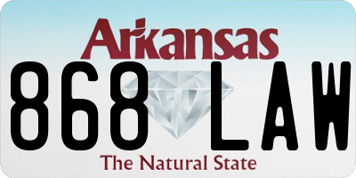 AR license plate 868LAW