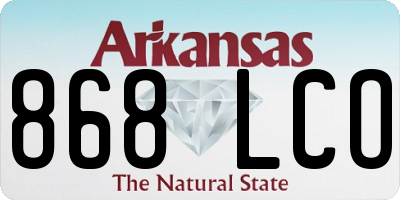 AR license plate 868LCO