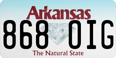 AR license plate 868OIG