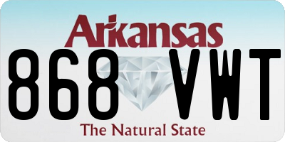 AR license plate 868VWT