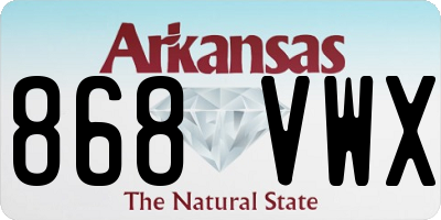 AR license plate 868VWX