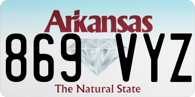 AR license plate 869VYZ