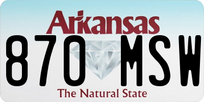 AR license plate 870MSW