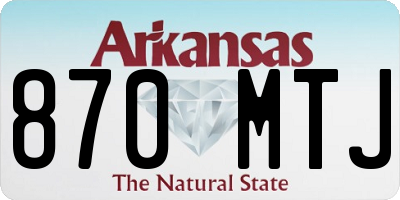 AR license plate 870MTJ